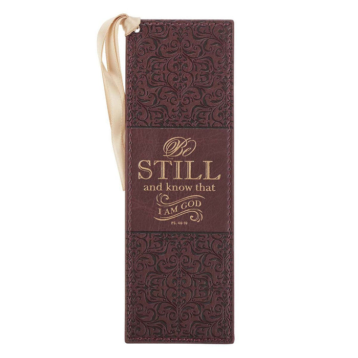 Be Still & Know Dk Brown Faux Leather Bookmark Psalm 46:10