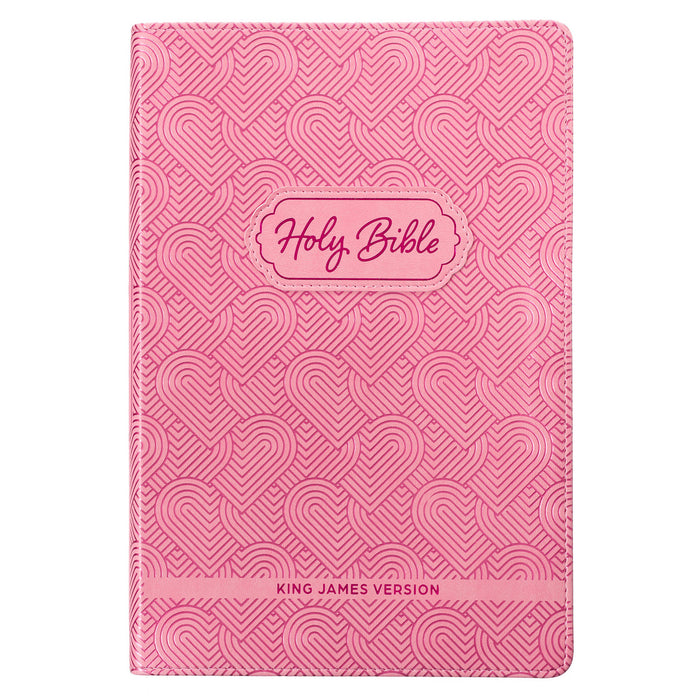 KJV Bible Kid Edition - Light Pink Hearts Faux Leather