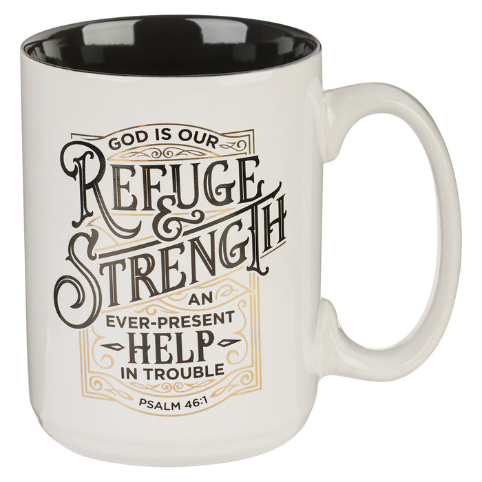 Refuge and Strength White 14oz Mug Psalm 46:1