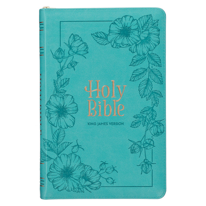 KJV Teal Faux Leather Deluxe Gift Bible Indexed and Zipper