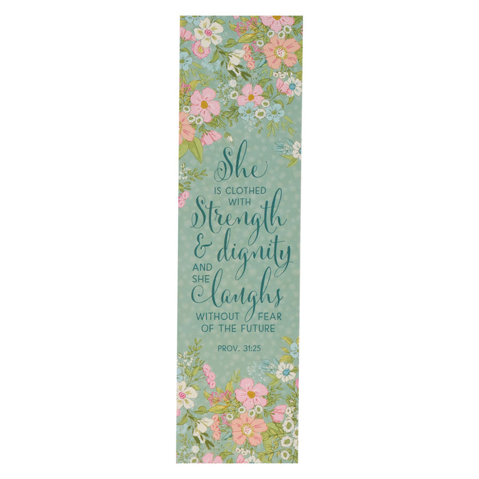 BOOKMARK PACK TEAL FLORAL STRENGTH AND DIGNITY