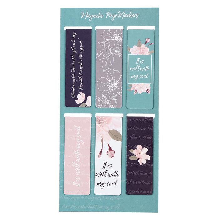 It Is Well Magnetic Bookmark Set Navy, Pink, Teal