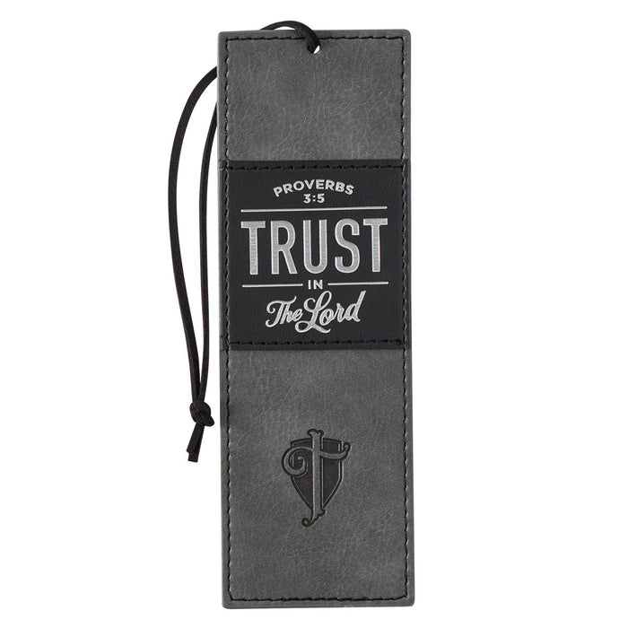 Trust in the LORD Gray & Black LuxLeather Boomark - Proverbs 3:5