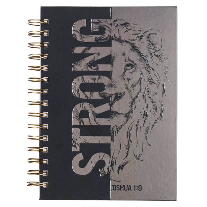 Journal Lg Wirebound Blk/Gray Be Strong Josh1:9 Lion