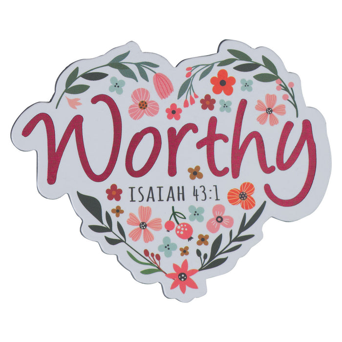 MAGNET WHITE FLORAL  WORTHY