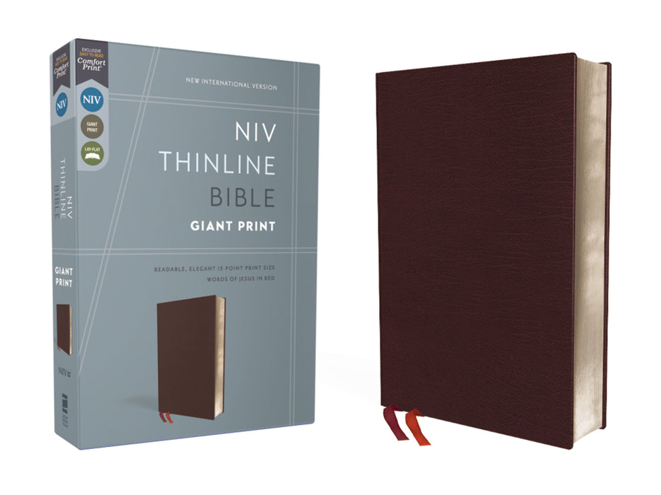 NIV Thinline Bible Giant Print (Burgundy Bonded Leather)