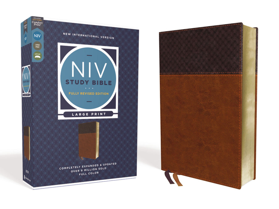 NIV Large Print Red Letter Study Bible: 2020 Fully Revised Ed (Brown Leathersoft)