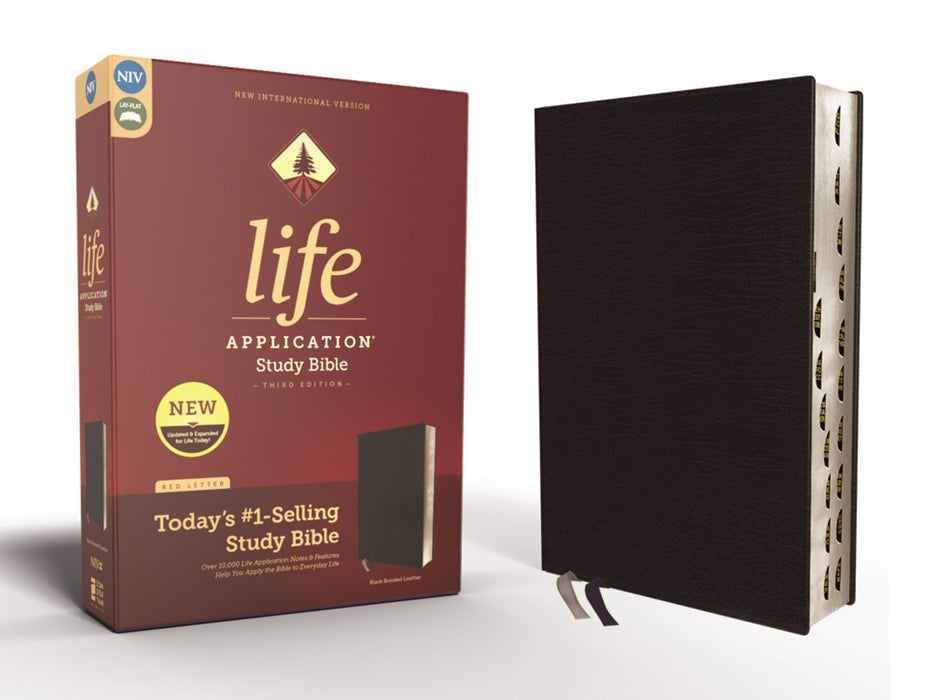NIV Life Application Study Bible, Third Edition, Red Letter (Black Bonded Leather)