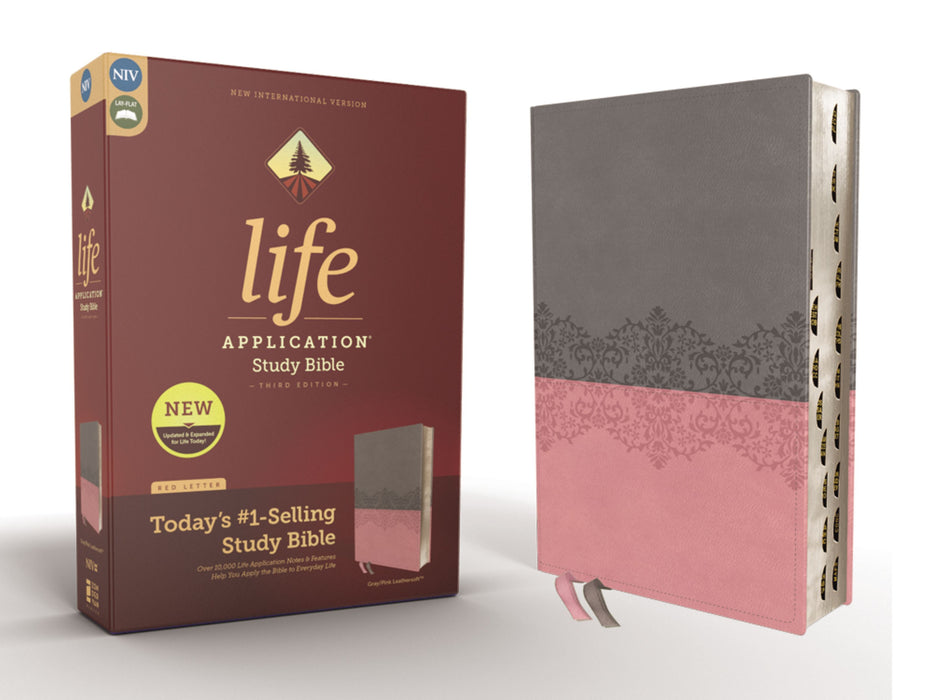 NIV Life Application Study Bible; Third Edition, Thumb Indexed (Gray/Pink Leathersoft)