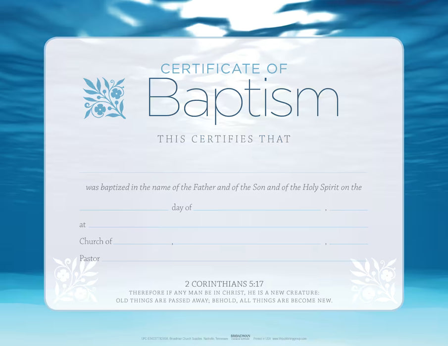 CERTIFICATE OF BAPTISM - BLUE 6pkg