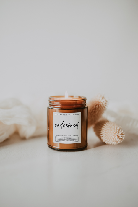 Redeemed Soy Wax Candle - Morning Star Christian Bookstores