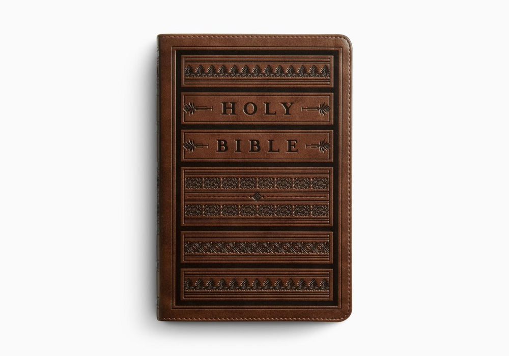 ESV Giant Print Personal Size Bible, Red Letter, TruTone®, Brown, Engraved Mantel Design