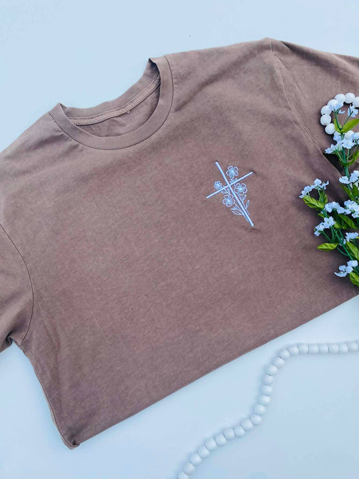 Embroidered Cross Christian Tee