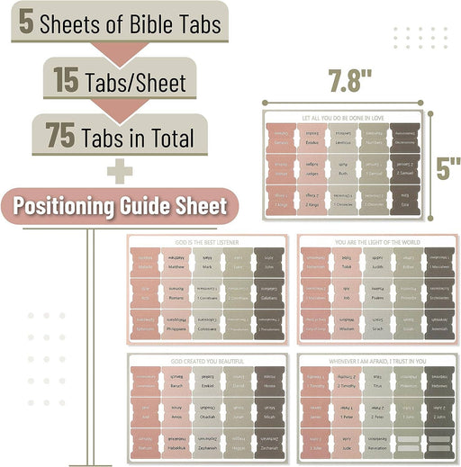 Mr. Pen- Bible Tabs, 75 Tabs, Green Terracotta, Vintage - Morning Star Christian Bookstores