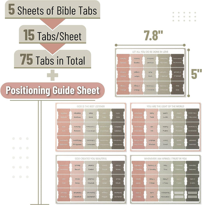 Mr. Pen- Bible Tabs, 75 Tabs, Green Terracotta, Vintage - Morning Star Christian Bookstores