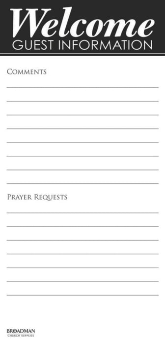 Welcome Guest Information Card 50/pkg
