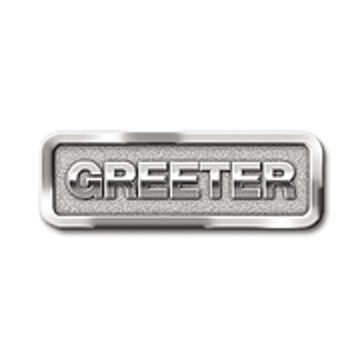 SILVER GREETER BADGE