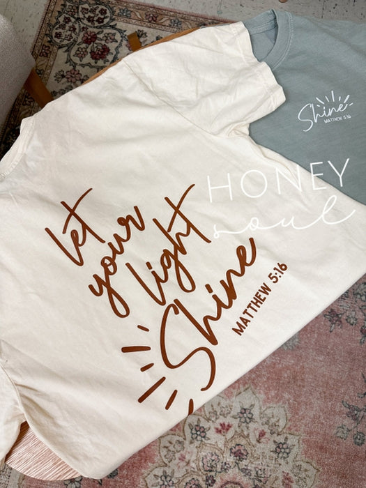 Original Let Your Light Shine Graphic Summer Tee -Sage