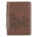 On Wings Like Eagles Brown Faux Leather Classic Bible Cover - Large - Morning Star Christian Bookstores
