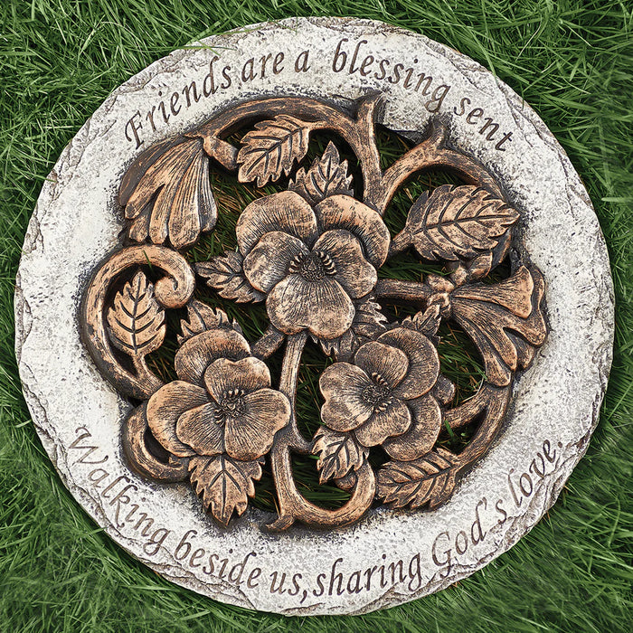 “Friends are a blessing sent, walking beside us, sharing God’s love” Garden Stone