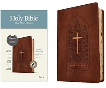 KJV Thinline Ref Filament Bible, Leatherlike, Cross Brown, IDX Red Letter, Leatherlike Reverent Cross Dark Brown - Morning Star Christian Bookstores