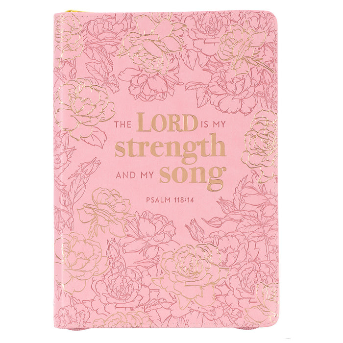 Journal Classic Zip Pink My Strength & My Song Psalm118:14