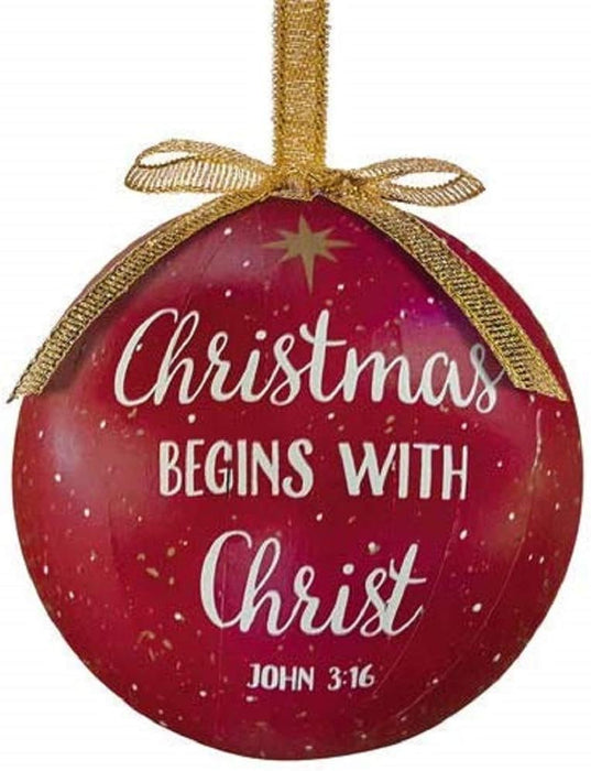 Christmas Begins with Christ Decoupage Ornament