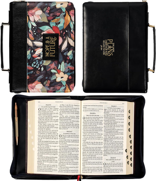 Hope and a Future Jeremiah 29 11 Navy Floral Classic Bible Cover - Medium - Morning Star Christian Bookstores