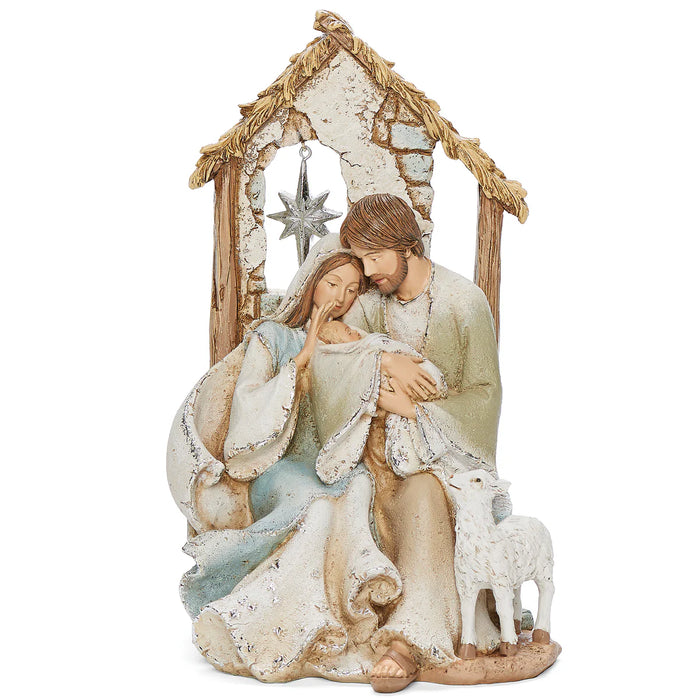 9.25"H HOLY FAMILY WITH STAR IN WINDOW