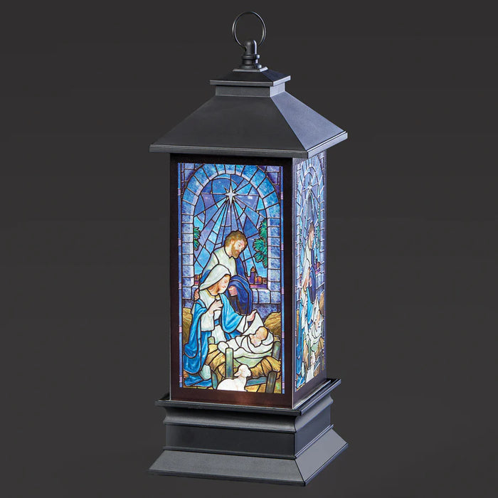 LED HOLY FAMILY PRINTED SWIRL LANTERN