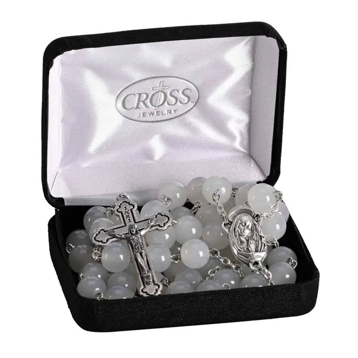 Rosary White Glass Crucifix 24L