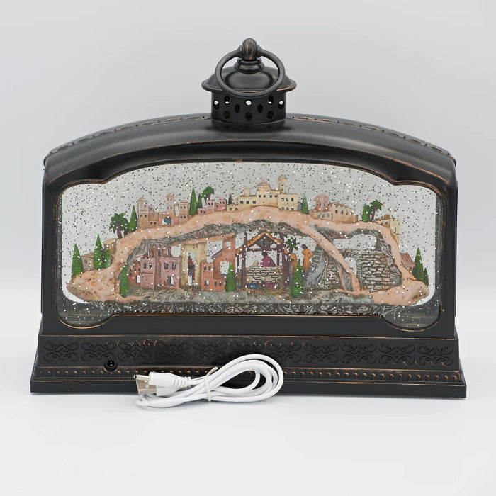 Confetti Lites Lighted Musical Swirl Nativity Village Lantern
