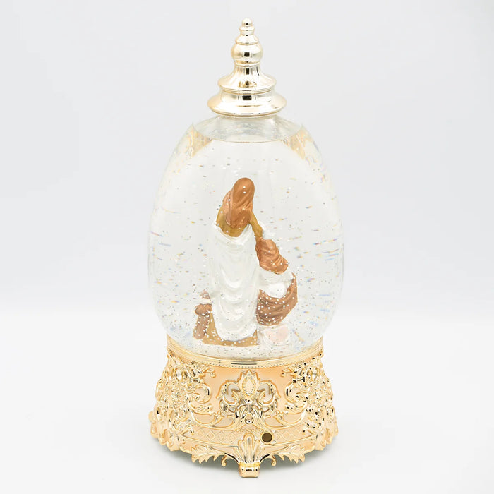 Confetti Lites Lighted Swirl Holy Family in Egg-Shaped Dome