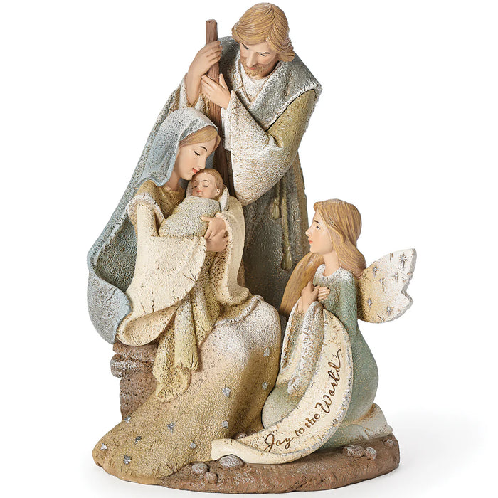 Holy Family with Angel and Joy to the World Banner