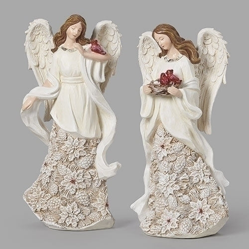 Angel with Poinsetta Figure - 2 Pc Set