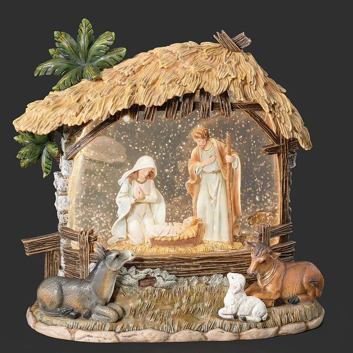 Confetti Lites Lighted Swirl Holy Family in Stable with Animals