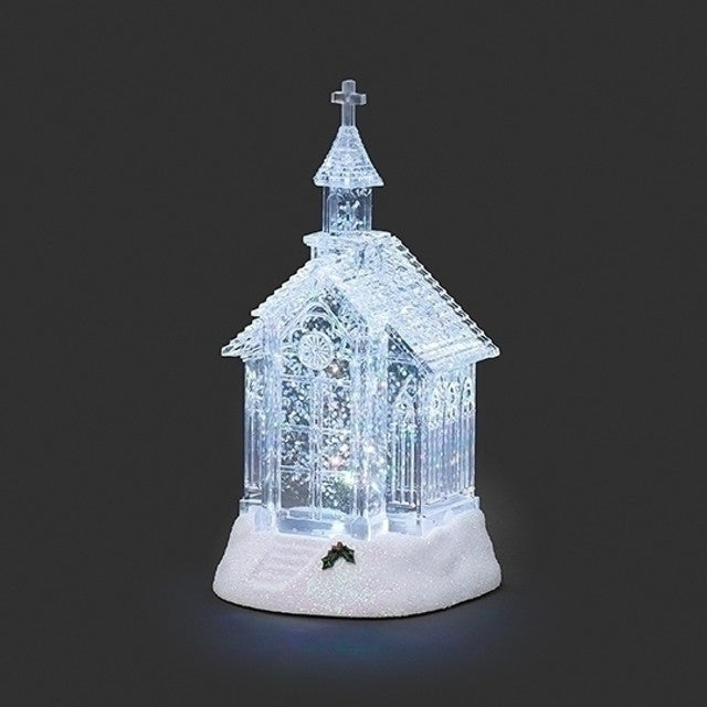 5.5" LIGHTED CLEAR CHURCH SHIMMERING MERRY LITES