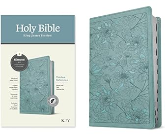 KJV Thinline Ref Filament Bible, Leatherlike Floral Leaf Teal, IDX - Morning Star Christian Bookstores