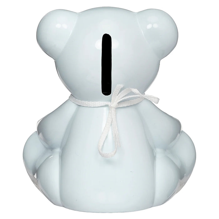 Caroline Collection Teddy Bear Bank with Cross Necklace - Blue
