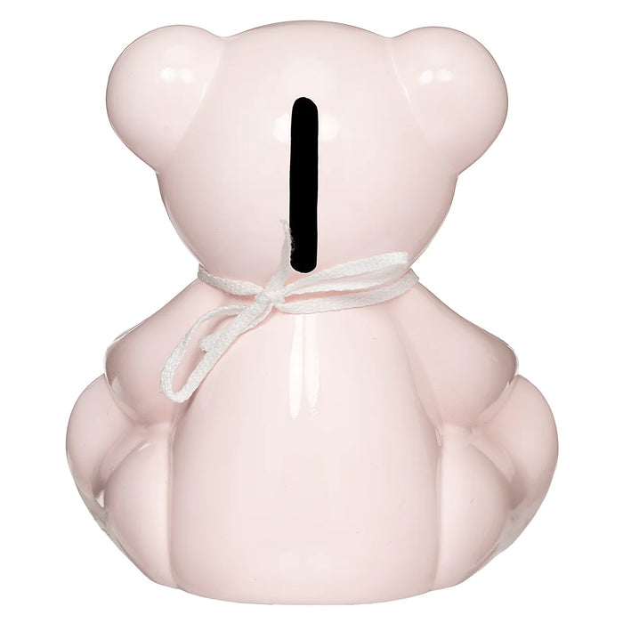 Caroline Collection Teddy Bear Bank with Cross Necklace - Pink