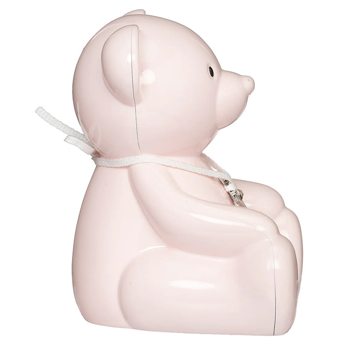 Caroline Collection Teddy Bear Bank with Cross Necklace - Pink