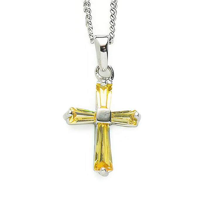 Birthstone Cross Necklace with Crystal Inlay