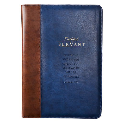 Leatherlike Blue Portfolio-Faithful Servant - Morning Star Christian Bookstores