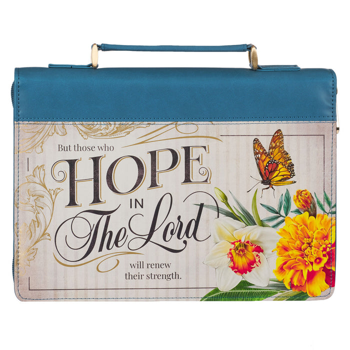 Hope in the LORD Floral Mediterranean LL Large Bible Cover Isaiah 40:31