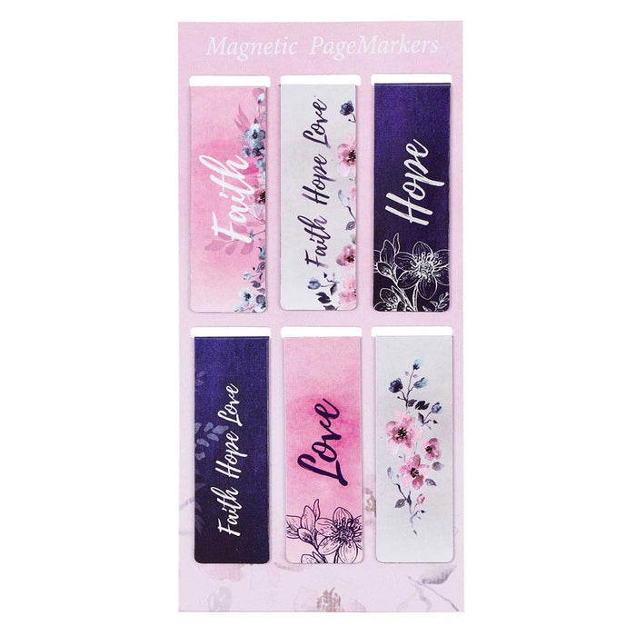 6PC - Faith Hope Love Magnetic Bookmark Set