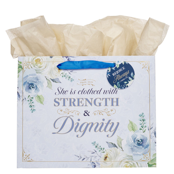 Blue Roses Strength & Dignity MD Gift Bag Proverbs 31:25