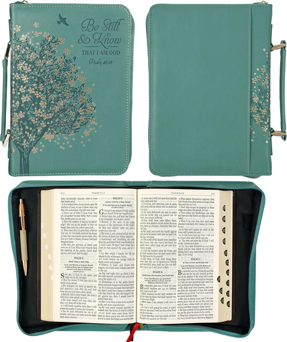Be Still and Know Teal Faux Leather Fashion Bible Cover - Psalm 46:10 - Morning Star Christian Bookstores