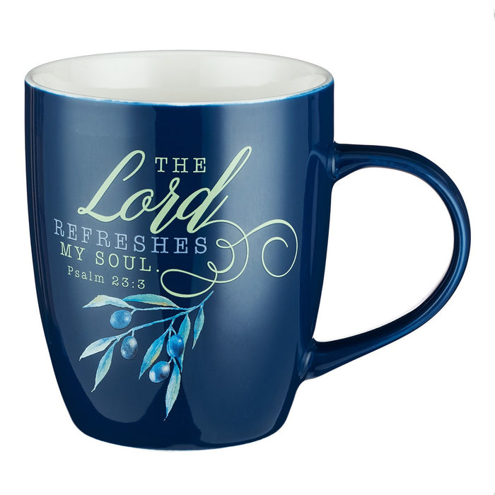 13oz Navy Mug The Lord Refreshes My Soul