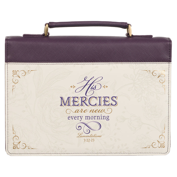 His Mercies Are New Dk Amethyst Purple Medium Bible Cover