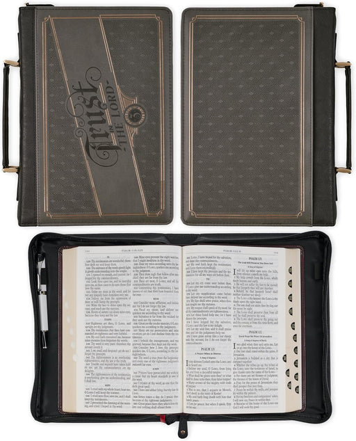 Trust in the Lord Grey Classic Bible Cover - Medium - Morning Star Christian Bookstores